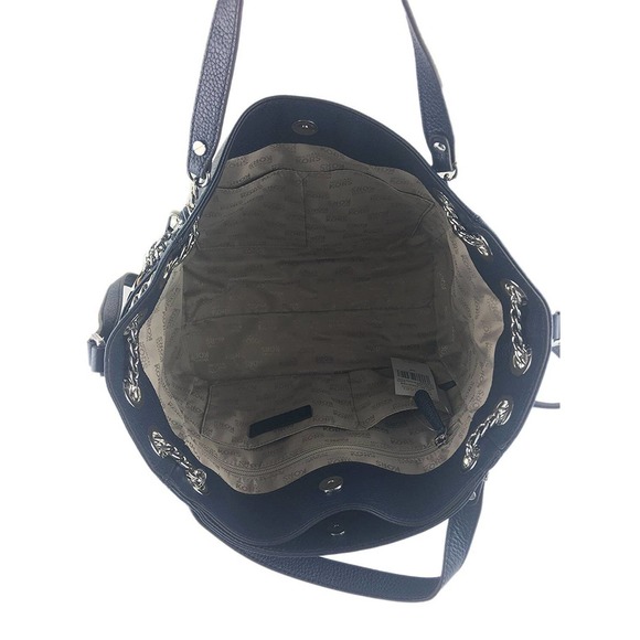 Michael Kors Jet Set Chain Item Large Gather Leather Shoulder Tote Navy Nwt $328 - Picture 3 of 5